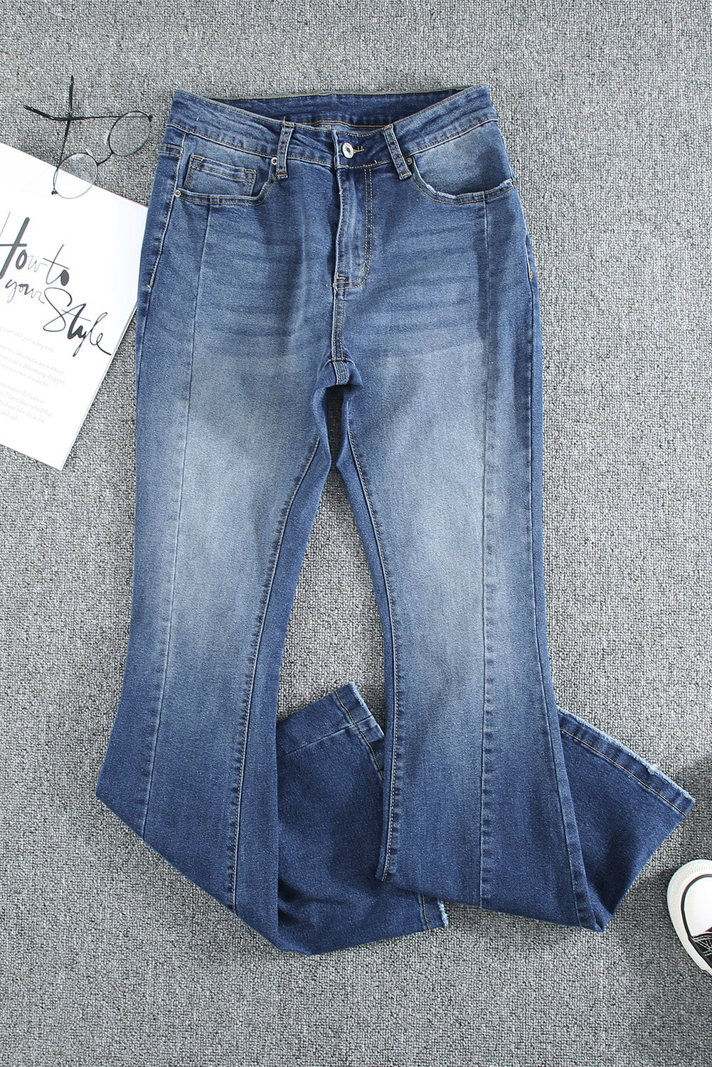 Baeful High Waist Flare Jeans with Pockets