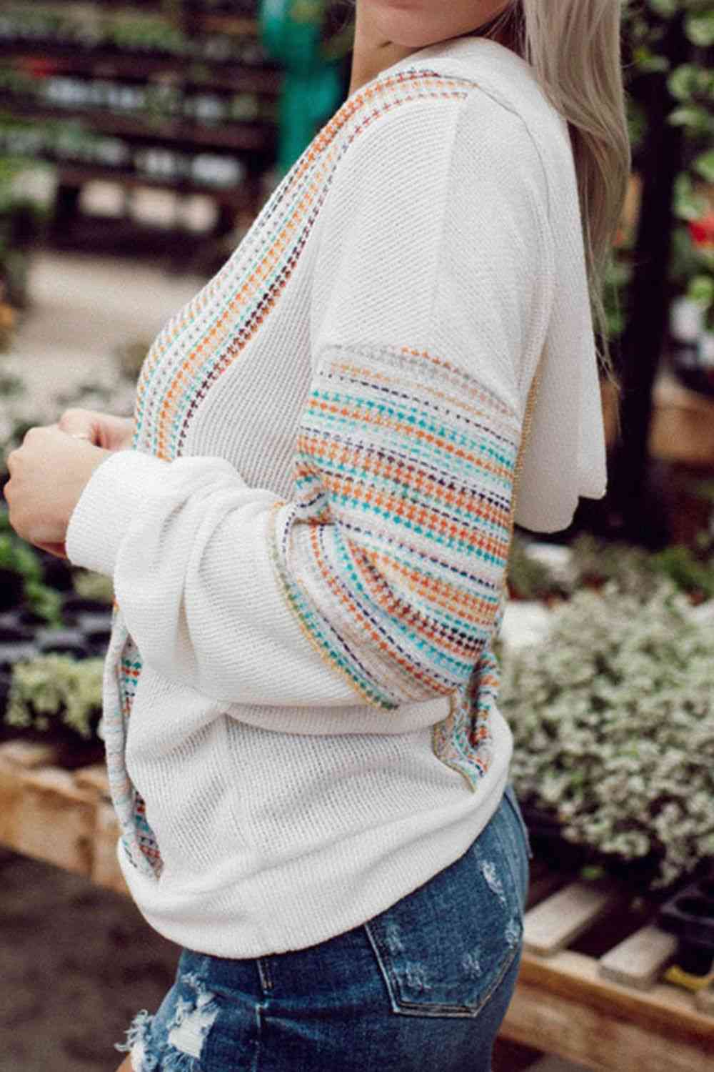 Striped Dropped Shoulder Hoodie