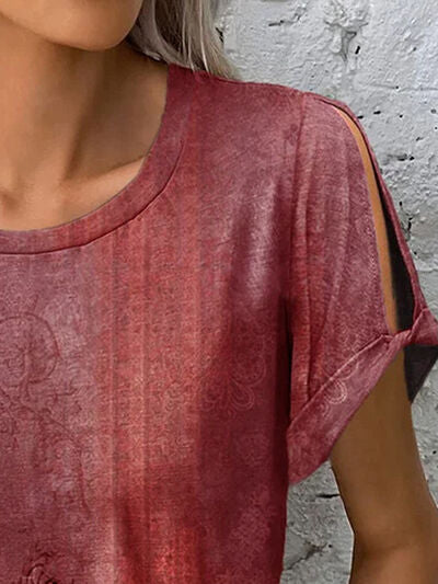 Printed Round Neck Short Sleeve T-Shirt