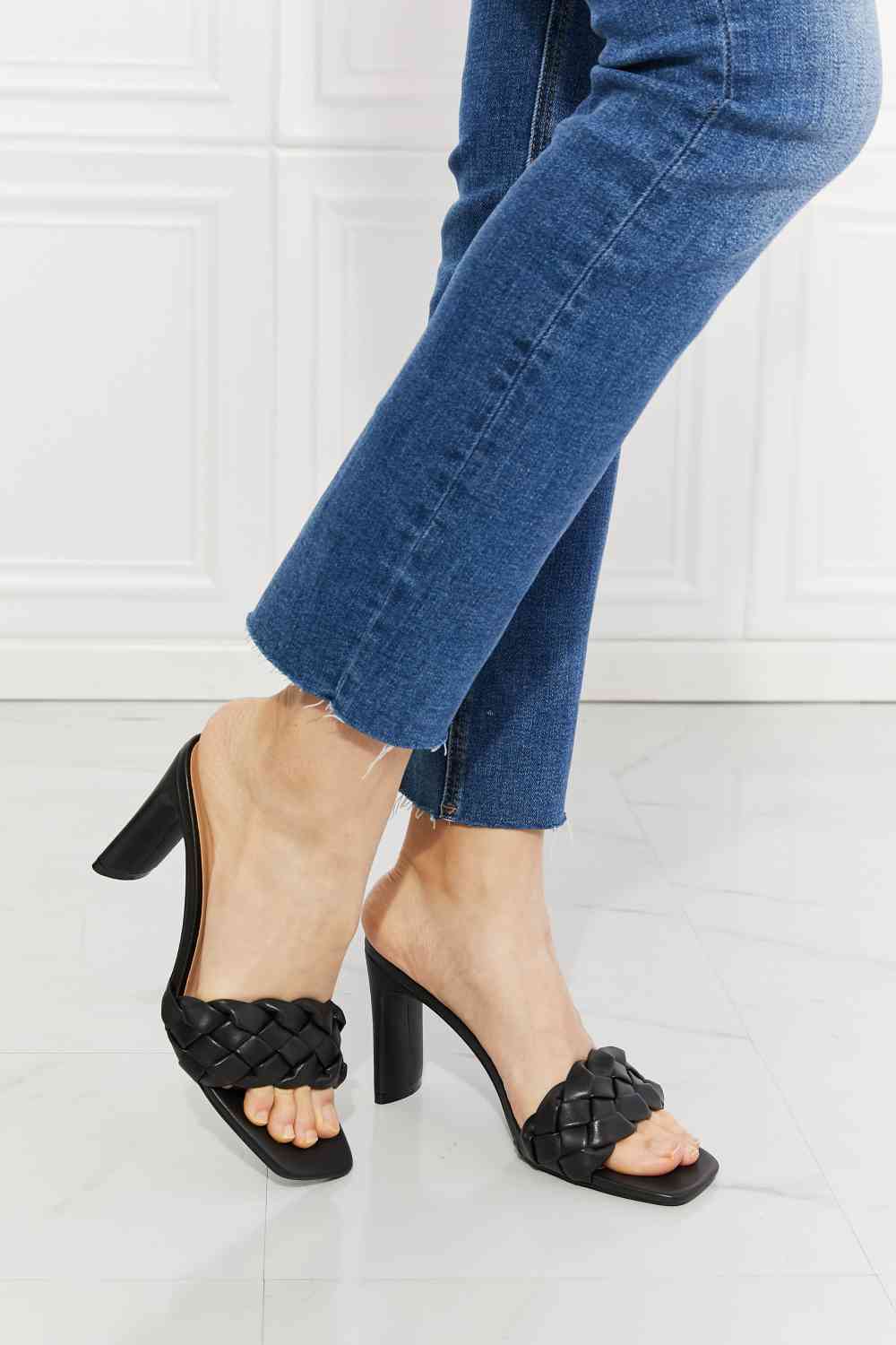MMShoes Top of the World Braided Block Heel Sandals in Black