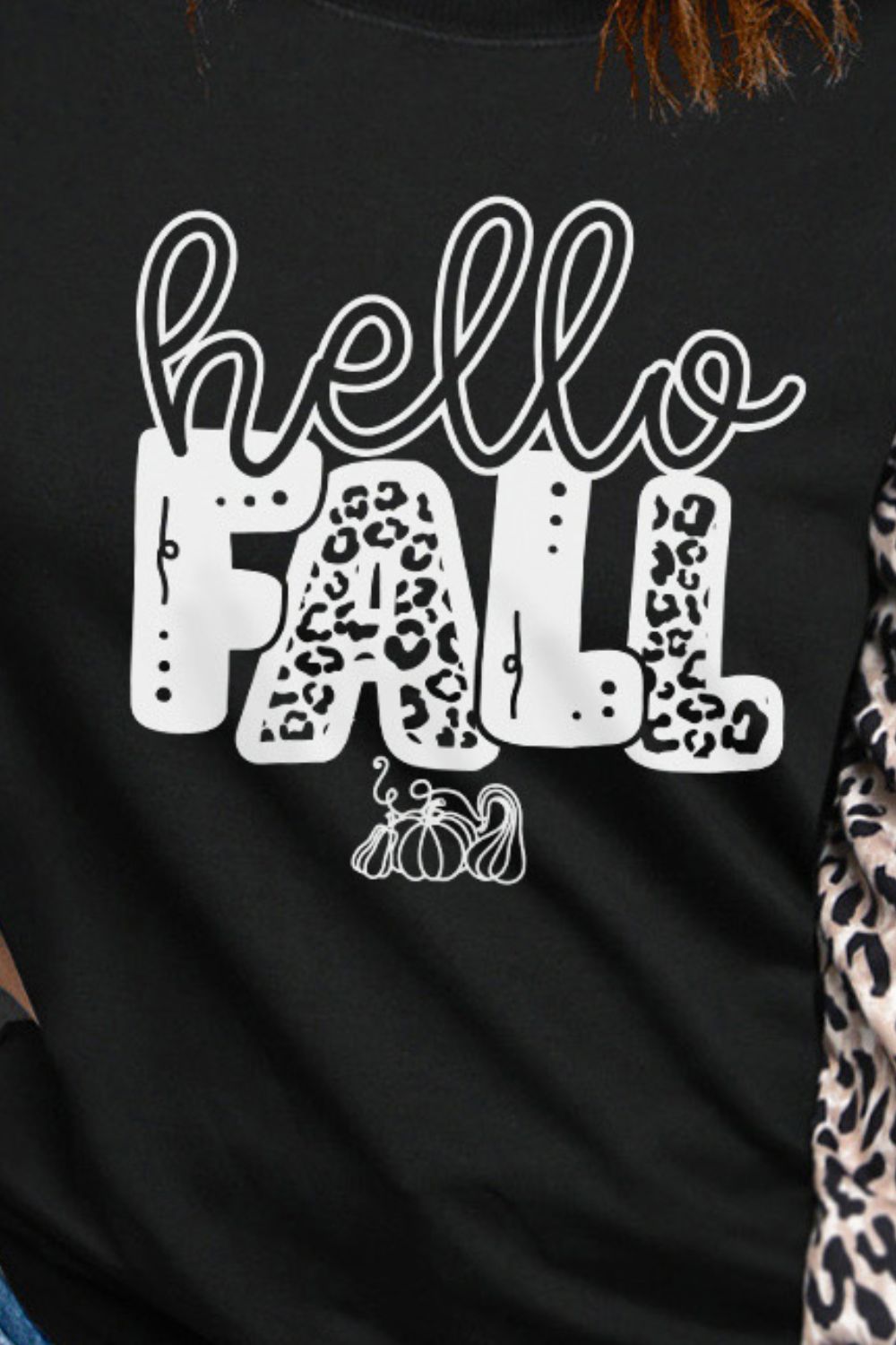 HELLO FALL Graphic Leopard Sweatshirt