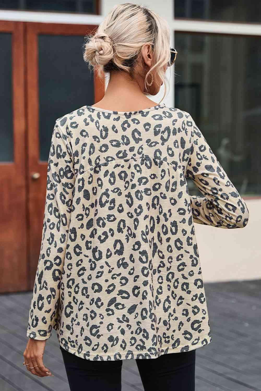 Leopard Crisscross V-Neck T-Shirt